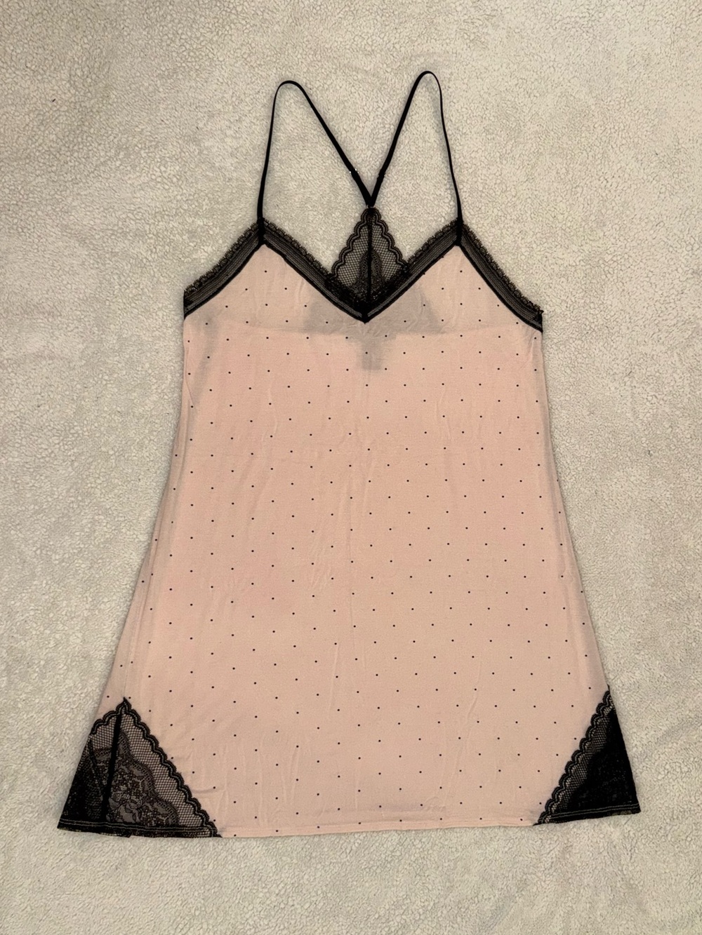 Victoria's Secret Blush Pink Mesh Chemise with Black Lace